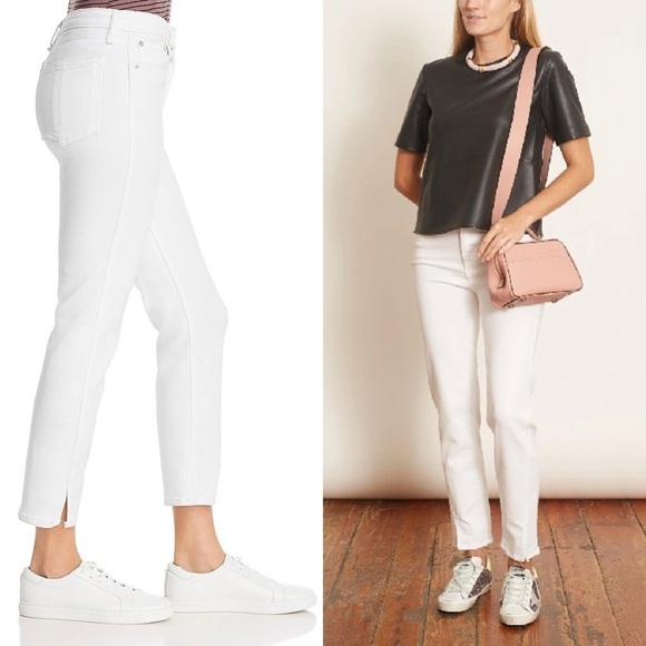 RAG & BONE High Waist Stretch Denim Ankle Slit Crop Straight Cigarette Jeans 31 - Picture 7 of 15